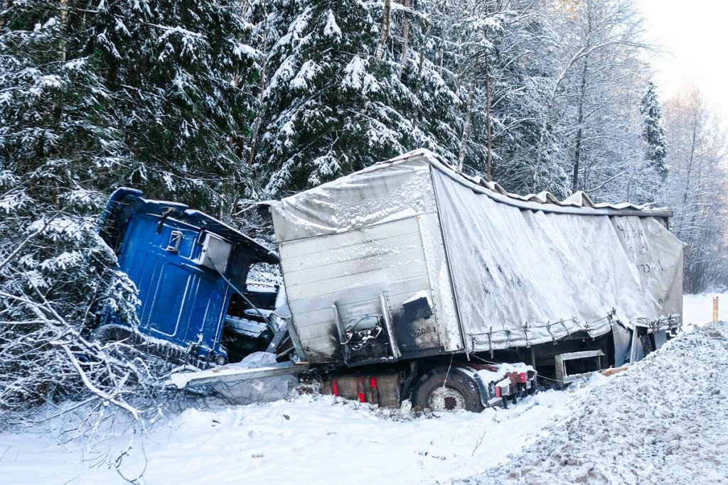 truck accident jackknife snow