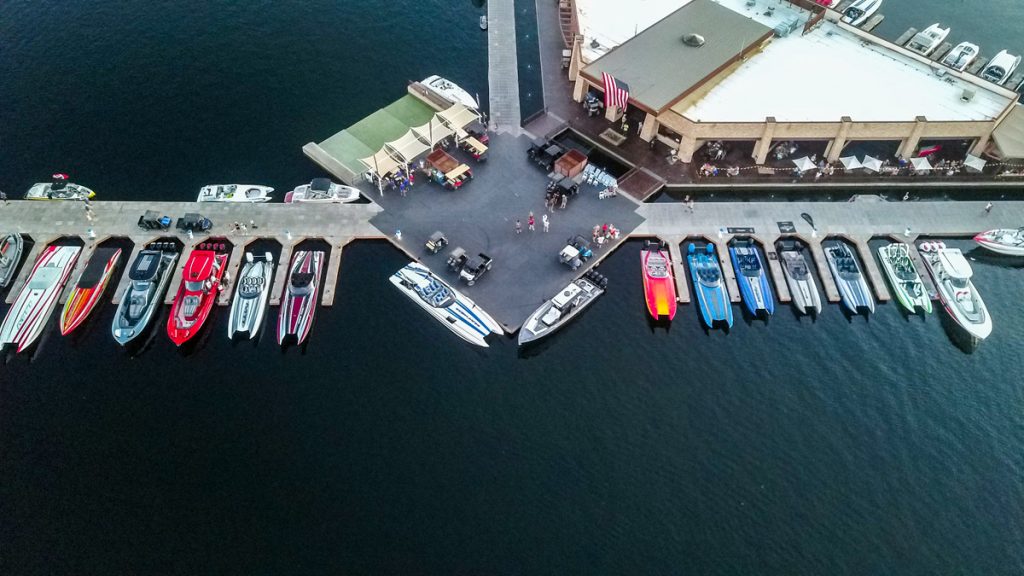 boats on a lake dock