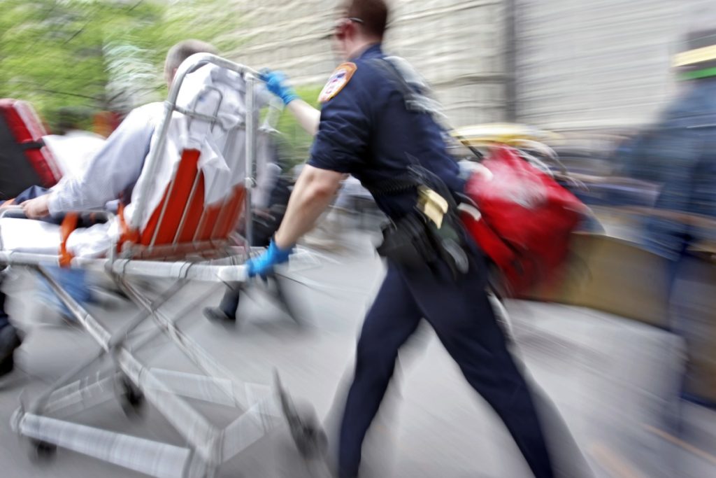 Catastrophic victim on stretcher